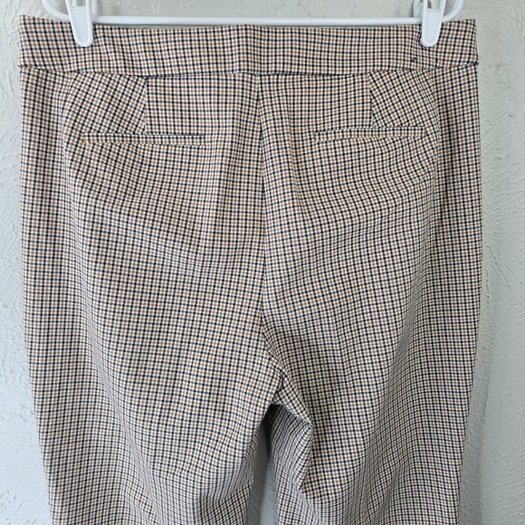 J Cew Crop Flare Pants 14 Tan Gingham Plaid Heritage Career Dress Preppy Trouser - Picture 6 of 14